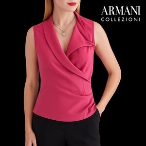 🆕🏷️ Armani Collezioni Silk Sleeveless Blouse in Fuchsia 🇮🇹 Italian made.